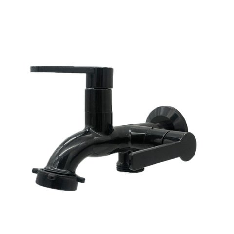 Torneira Pia Cozinha Jardim Tanque Máquina 2 Saídas Abs 1/4v Preto
