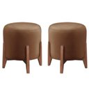 Ver imagem 1 de Kit 2 Puff Decorativo para Sala Redondo Luxo Atenas Veludo:capuccino