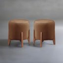 Ver imagem 2 de Kit 2 Puff Decorativo para Sala Redondo Luxo Atenas Veludo:capuccino