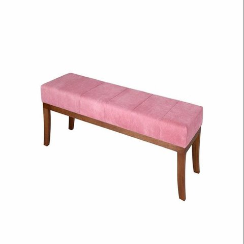 Puff em Veludo 100x40cm Requadro Lucia Rosa/Imbuia