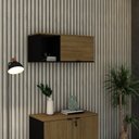 Ver imagem 7 de Armário Aéreo com Nicho e Porta Basculante 35cm x 80cm x 35cm Preto/Preto_Vermont Oak