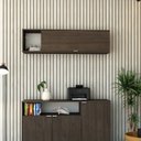Ver imagem 1 de Armário Aéreo com Nicho e Porta Basculante 35x135x35cm Marrom/Terracota _ Branco
