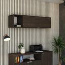 Ver imagem 7 de Armário Aéreo com Nicho e Porta Basculante 35x135x35cm Marrom/Terracota _ Branco