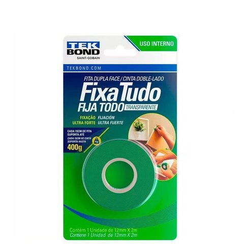 Fita Dupla Face Interna 12 Mm X 2m Fixa Tudo