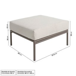Conjunto Jardim e Varanda 1 Chaise 1 Sofá 1 Puff 1 Mesa Lateral 70cm Refúgio Cabecasa Madeiramadeira - 5