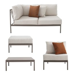 Conjunto Jardim e Varanda 1 Chaise 1 Sofá 1 Puff 1 Mesa Lateral 70cm Refúgio Cabecasa Madeiramadeira - 10
