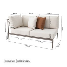 Conjunto Jardim e Varanda 1 Chaise 1 Sofá 1 Puff 1 Mesa Lateral 70cm Refúgio Cabecasa Madeiramadeira - 3