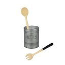 Ver imagem 1 de Porta Utensilios Industrial Lata Garfo Colher Bambu 3un