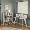 Ver imagem 1 de Conjunto 2 Peças com Escrivaninha 100% MDF 120cm e Estante para Livros com 10 Nichos Branco