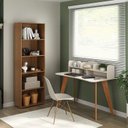 Ver imagem 1 de Conjunto 2 Peças com Escrivaninha 120cm e Estante para Livros com 5 Prateleiras Off White Cedo Marrom
