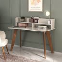 Ver imagem 3 de Conjunto 2 Peças com Escrivaninha 120cm e Estante para Livros com 5 Prateleiras Off White Cedo Marrom