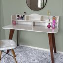 Ver imagem 6 de Conjunto 2 Peças com Escrivaninha 120cm e Estante para Livros com 5 Prateleiras Off White Cedo Marrom