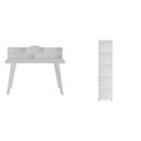 Ver imagem 2 de Conjunto 2 Peças com Escrivaninha 120cm e Estante para Livros com 5 Prateleiras Branco