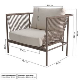 Conjunto Jardim e Varanda 1 Sofá 1 Poltrona 1 Champanheira 1 Mesinha Refúgio Cabecasa Madeiramadeira - 5