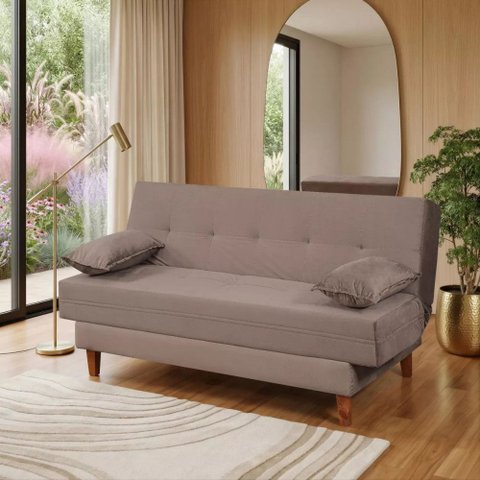Sofá-Cama Casal 3 Lugares Retrátil em Veludo Macio Espuma D26 Certificada Inmetro para Sala de Estar