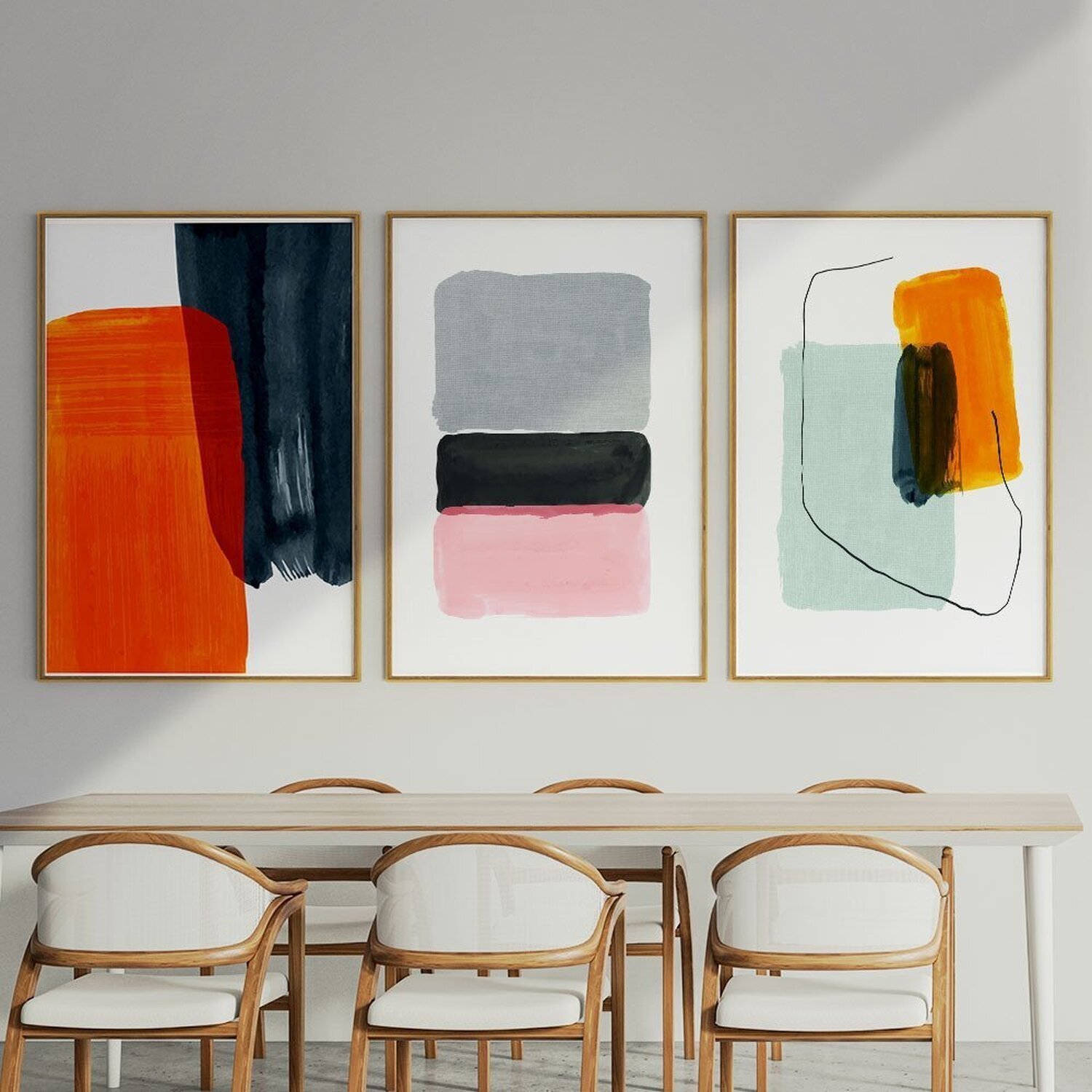 Quadro Decorativo 3 Telas Abstrato Iv Diversos Tamanhos - 1