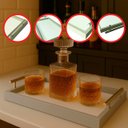 Ver imagem 3 de Bandeja Retangular Café da Manhã com Alça Inox 25x46cm Champanhe/branco - Arkell