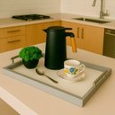 Ver imagem 6 de Bandeja Retangular Café da Manhã com Alça Inox 25x46cm Champanhe/branco - Arkell