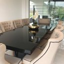 Ver imagem 3 de Mesa de Jantar Quadrada Laca Preta 1,60x1,60 com Vidro Preto