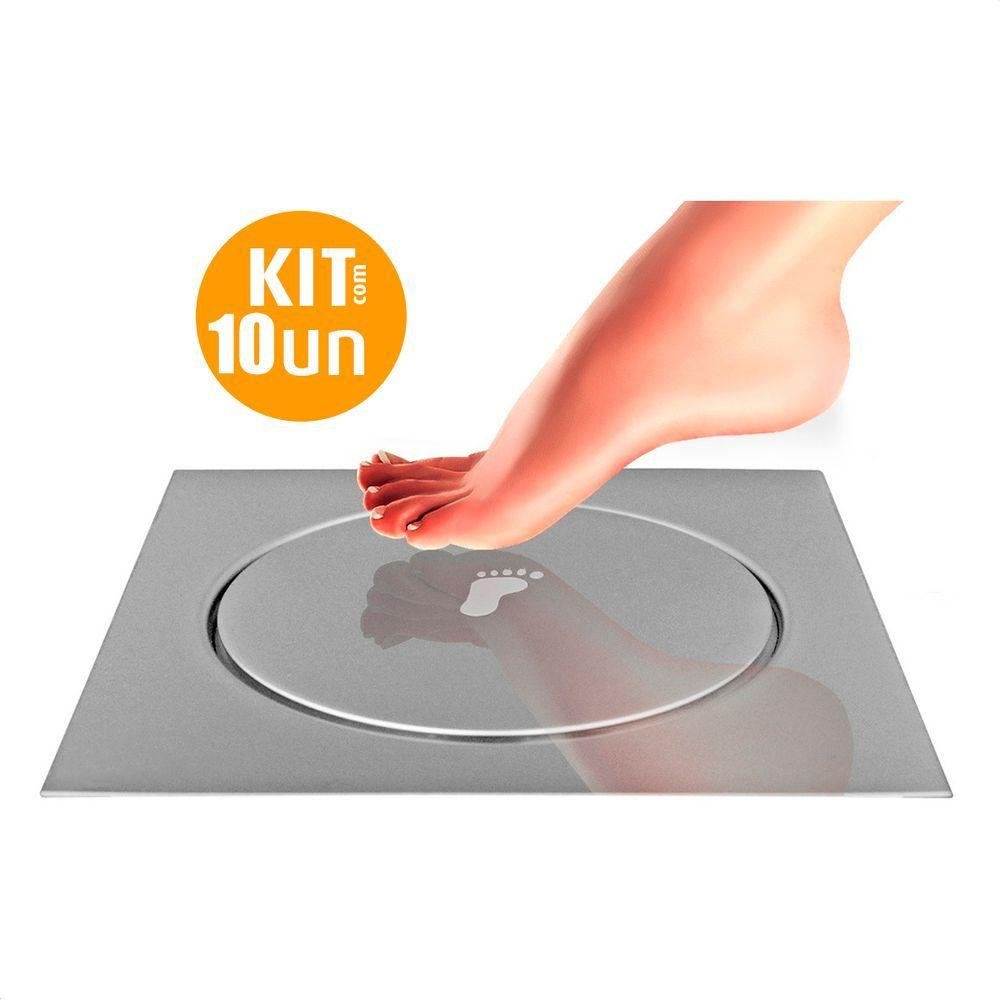 Kit 10 Un Ralo Click Quadrado 10x10 - 4