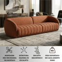 Ver imagem 4 de Sofá Orgânico Oslo 252cm Linho Premium Design Curvo Minimalista Escandinavo para Sala de Estar Luxo: