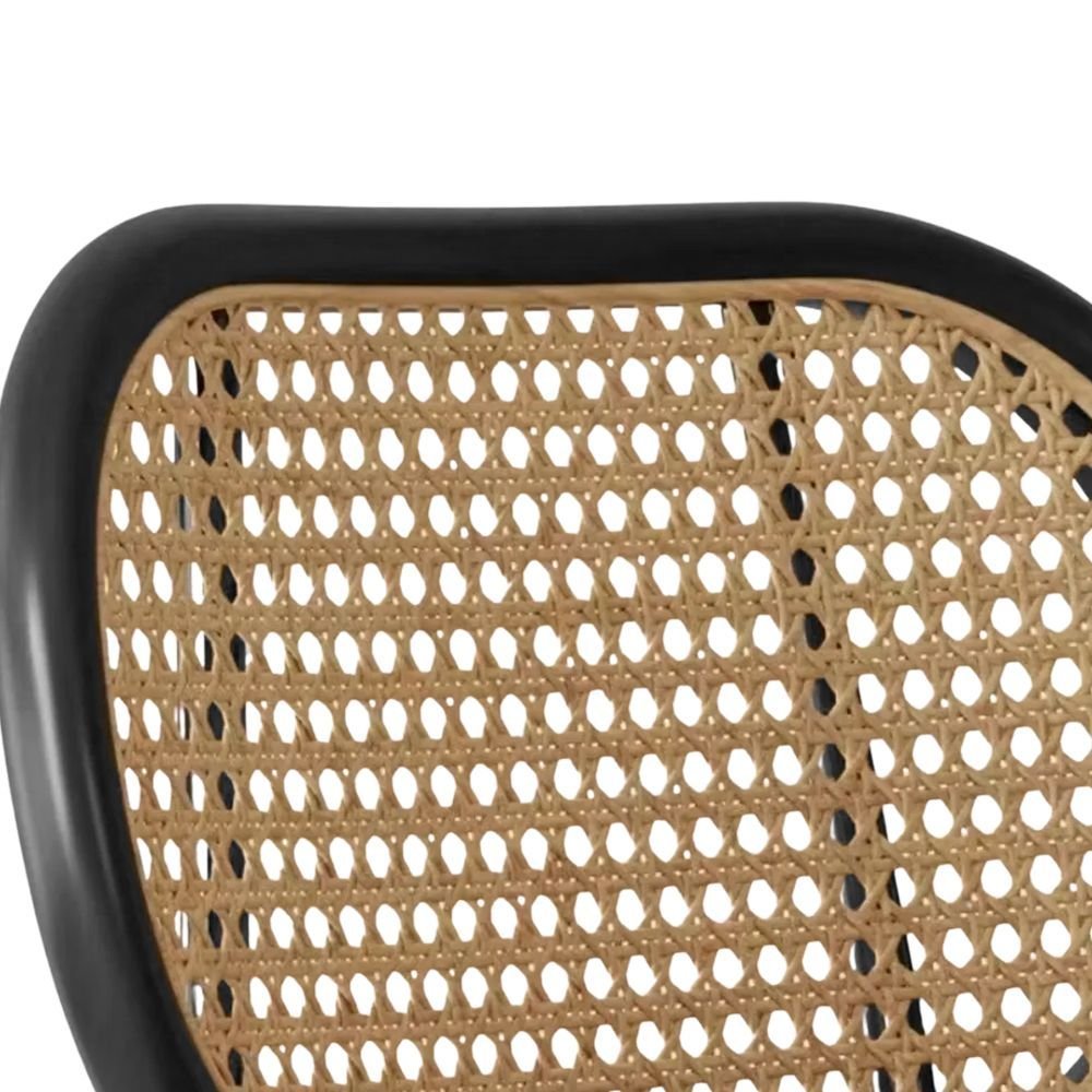 Ver imagem 5 de Kit 6 Cadeiras Jantar Velvet Encosto Rattan Estofado Preta