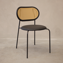 Ver imagem 7 de Kit 6 Cadeiras Jantar Velvet Encosto Rattan Estofado Preta