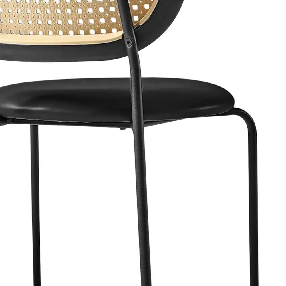 Ver imagem 4 de Kit 6 Cadeiras Jantar Velvet Encosto Rattan Estofado Preta