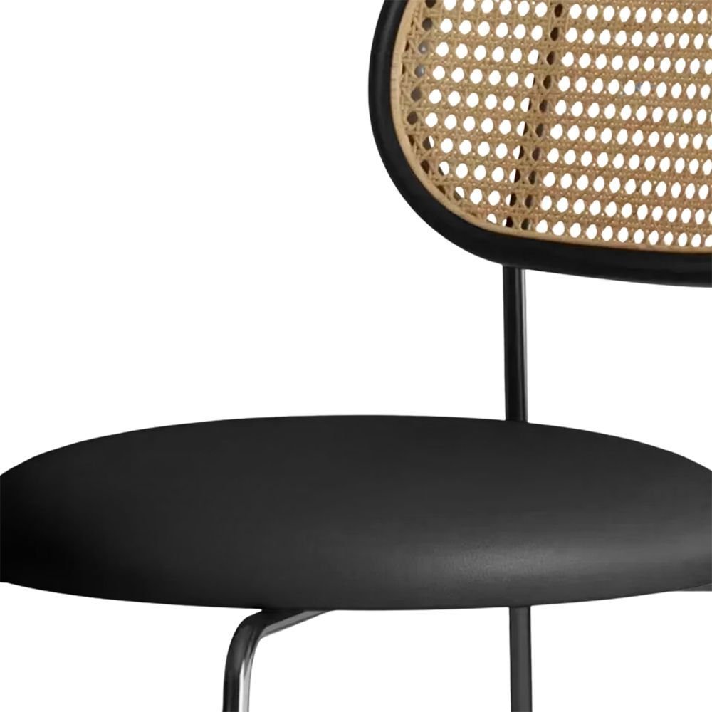 Ver imagem 3 de Kit 6 Cadeiras Jantar Velvet Encosto Rattan Estofado Preta