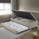 Ver imagem 4 de Bicama Box com Baú Solteirão 96x203 com Colchão Auxiliar Linho Bege