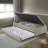 Bicama Box com Baú Solteirão 96x203 com Colchão Auxiliar Linho Bege - 4
