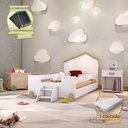 Ver imagem 2 de Cama de Criança Infantil com Colchão e Escadinha Solteiro Ayla Branca/natural Incluso Lousa Mágica