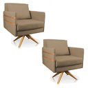 Ver imagem 1 de Kit 02 Poltronas Giratória Mari Suede Marrom Rato