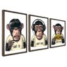 Quadro Decorativo 3 Telas Macacos Diversos Tamanhos - 2