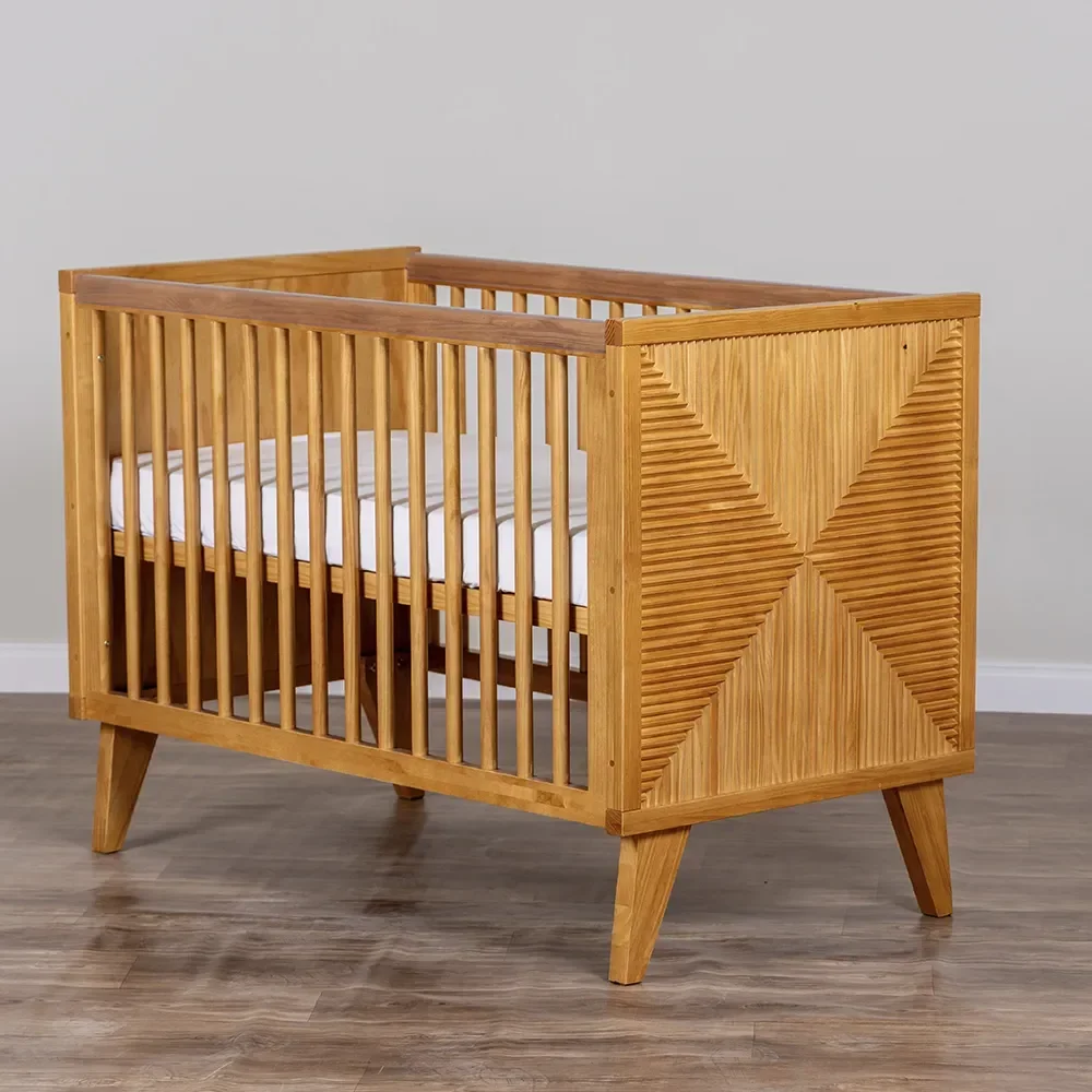 Berço Zig | Americano 2 em 1 | Detalhes em Madeira | Branco:sem/madeira-natural-mel - 13