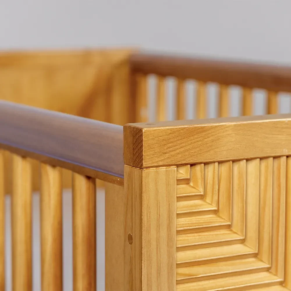 Berço Zig | Americano 2 em 1 | Detalhes em Madeira | Branco:sem/madeira-natural-mel - 6