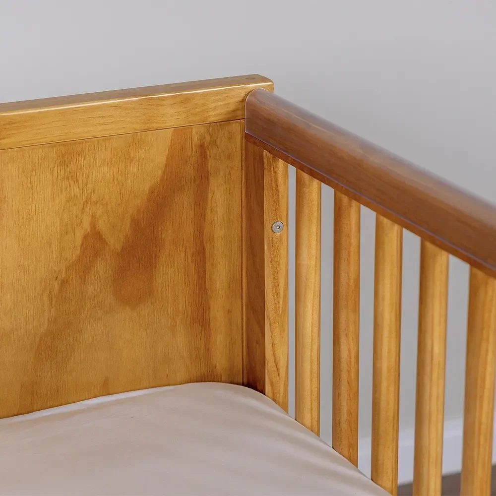 Berço Zig | Americano 2 em 1 | Detalhes em Madeira | Branco:sem/madeira-natural-mel - 9