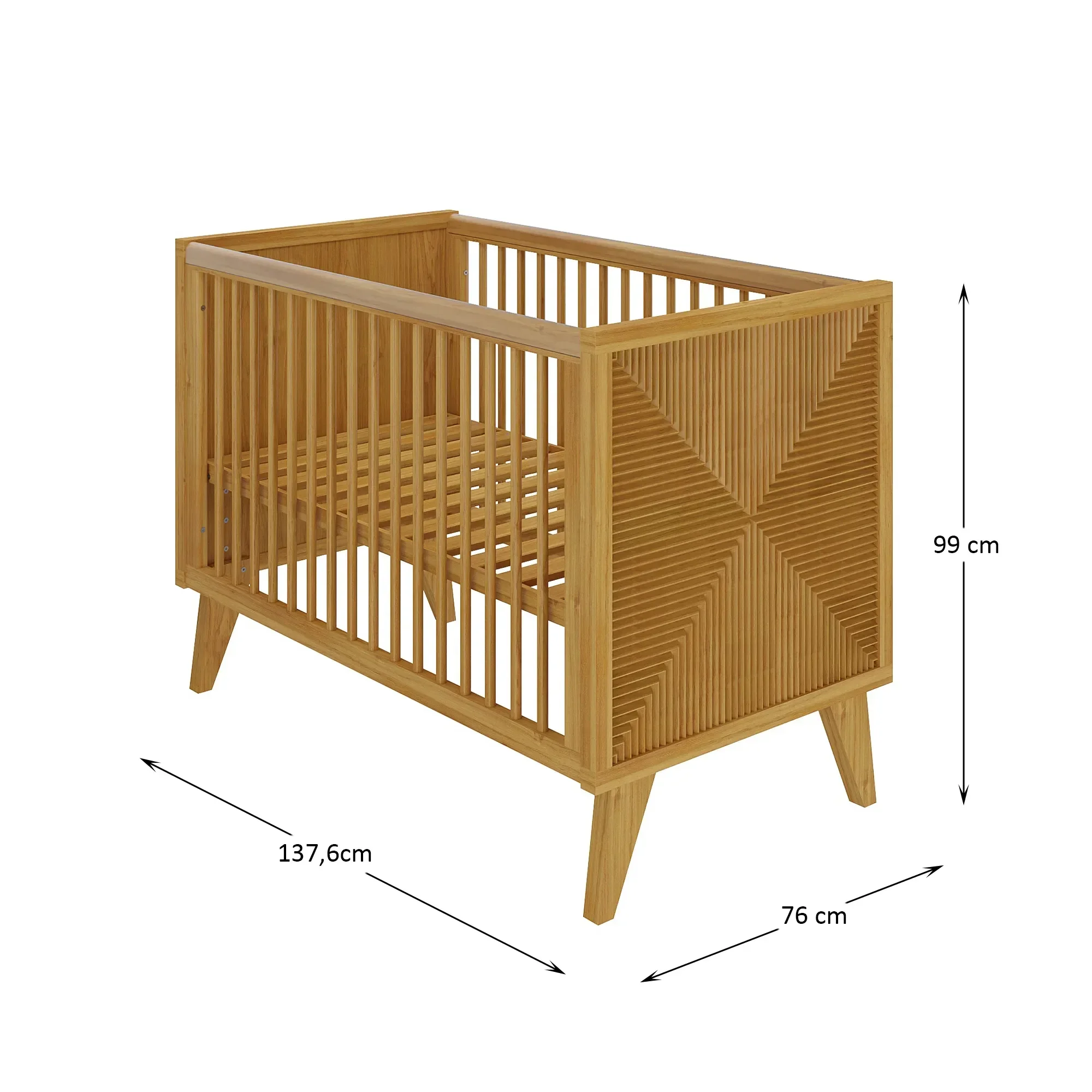Berço Zig | Americano 2 em 1 | Detalhes em Madeira | Branco:sem/madeira-natural-mel - 14