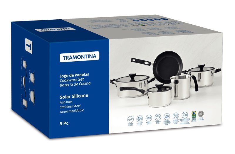 Jogo de Panelas Solar Silicone 5 Peças em Aço Inox Fundo Triplo Tramontina 65120/040 - 2