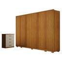 Ver imagem 1 de Guarda Roupa Casal Ares 6 Portas Cinamomo com Cômoda Rubi 4 Gavetas Cinamomo Off-white – Leifer