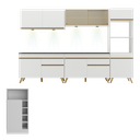 Ver imagem 3 de Armário de Cozinha Completa com Bancada Americana Veneza Multimóveis Mp2199 Branco/dourado