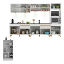 Ver imagem 2 de Armário de Cozinha Completa com Bancada Americana Veneza Multimóveis Mp2199 Branco/dourado