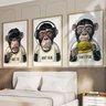 Quadro Decorativo 3 Telas Macacos Diversos Tamanhos - 3