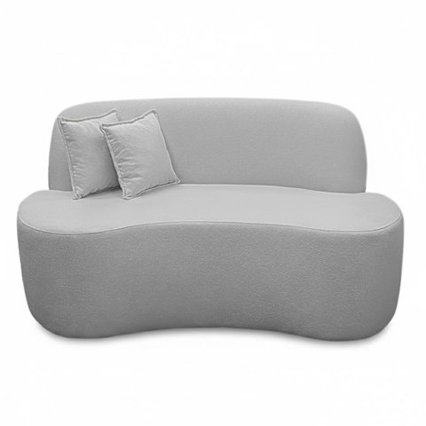Sofá Ondulado Orgânico Pequeno 2 Lugares Sala Bouclé:bouclé Cinza