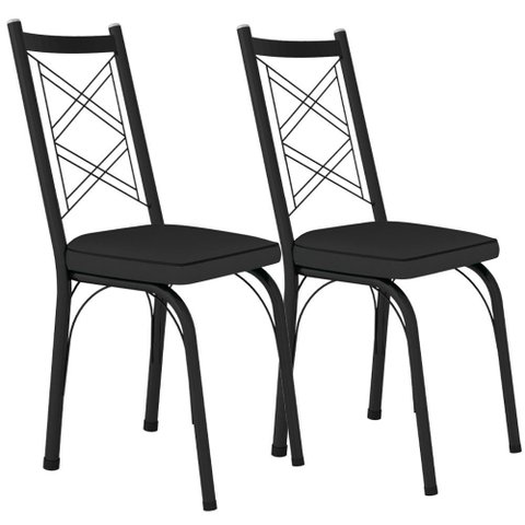 Kit 2 Cadeiras Tubular Europa 143 Preto Assento Preto Artef