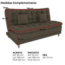 Ver imagem 4 de Sofa Cama 2 Lugares 185 Cm Duda Veludo Light B256 Milani Store Marrom Claro