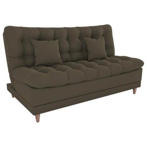 Sofa Cama 2 Lugares 185 Cm Duda Veludo Light B256 Milani Store Marrom Claro