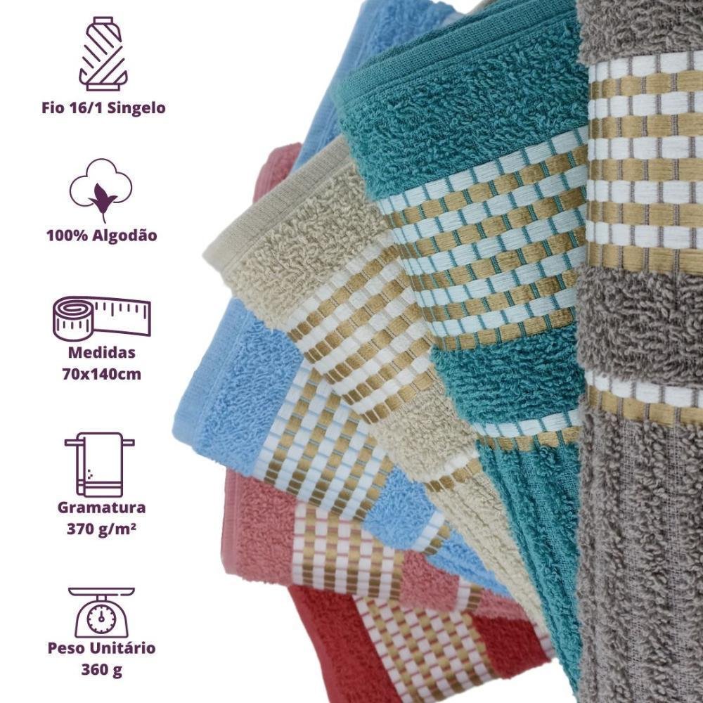 Kit 4 Toalhas de Banho Caneladas Gigante Banhão 70 X 140 Beka Super Absorção - 5