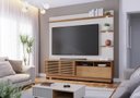 Ver imagem 6 de Home Aruba C/ Portas e Compartimentos Sala de Estar Prateleiras Porta Itens Freijó/off White Matte
