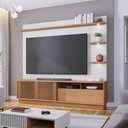 Ver imagem 2 de Home Aruba C/ Portas e Compartimentos Sala de Estar Prateleiras Porta Itens Freijó/off White Matte